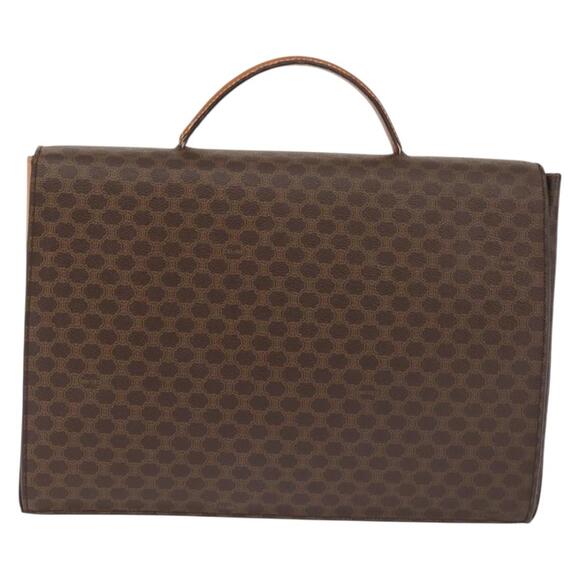 CELINE Macadam Canvas Hand Bag Pvc Leather Brown Gold - Picture 3 of 13